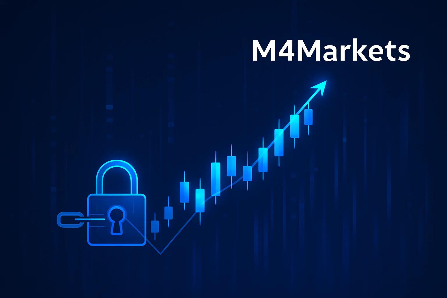 دليل مستقبلي لتداول العملات المشفرة مع رسوم بيانية آمنة وشعار M4Markets