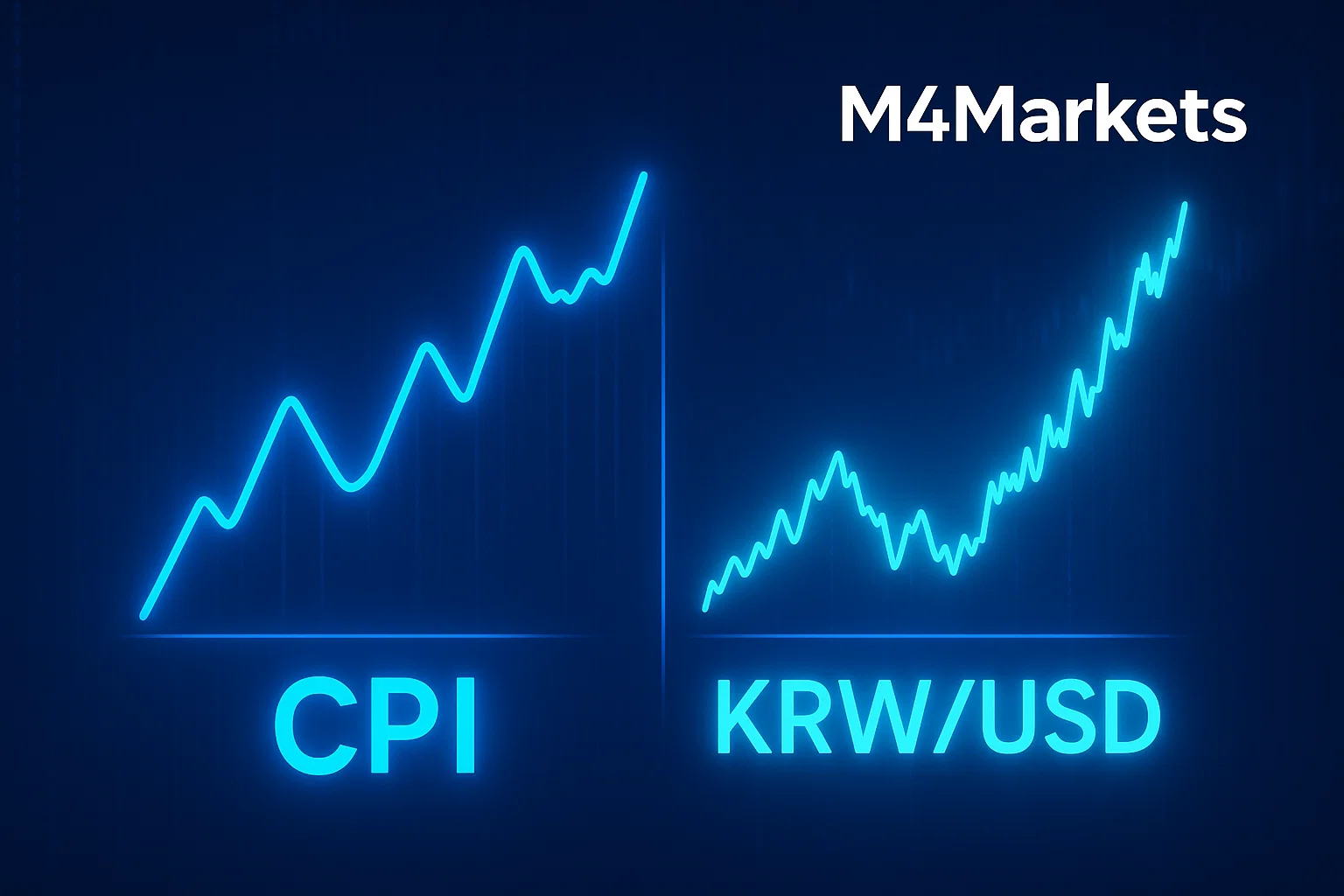 외환 시장에 미치는 소비자물가지수(CPI) 데이터의 역동적인 영향력을 보여주는 첨단 기술 거래 분석 이미지.
