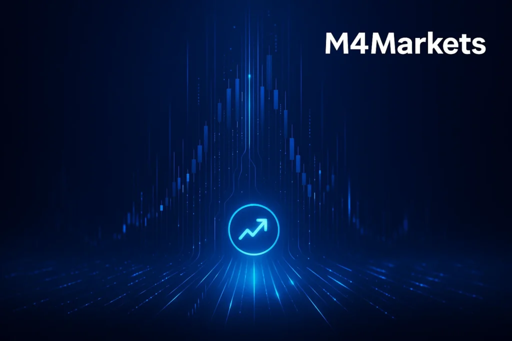 여러 자산이 하나의 지표로 통합되는 모습을 추상적으로 표현한 미래지향적인 이미지입니다