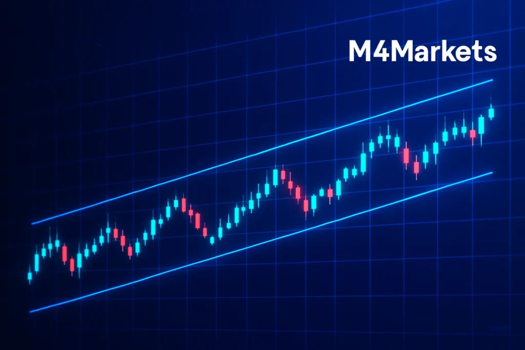 미리 설정된 격자선에 따라 성공적인 거래가 실행되는 실제 격자 거래 결과의 디지털 시뮬레이션.