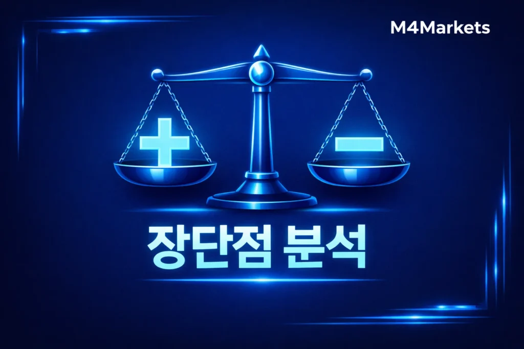 대칭 삼각형 패턴의 장점과 한계점을 분석하여 전략적 판단을 돕는 전문적인 시각 자료.