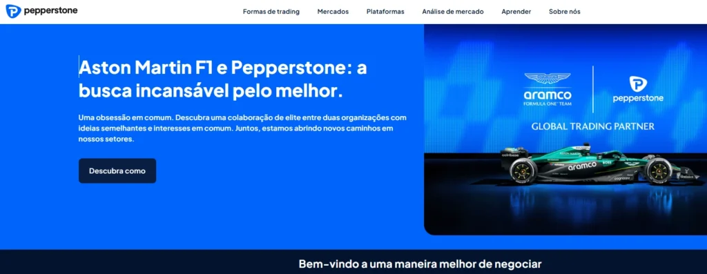 Logo da Pepperstone em um ambiente de alta velocidade, simbolizando spreads baixos e a escolha ideal para scalping de CFDs.