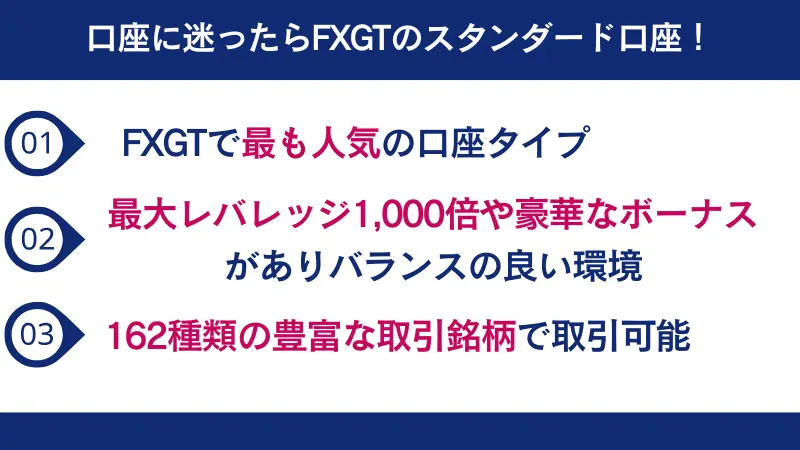 FXGTのスタンダード口座は、バランスの良い取引環境である
