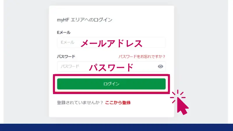 HFMの公式サイトへアクセスし、myHFエリアへログインする