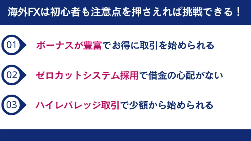 海外FXは初心者であっても、注意点を押さえていれば挑戦できる