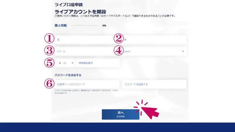 Three Trader登録画面