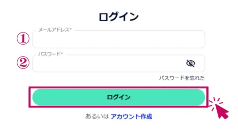アカウント登録とメール認証が完了したら、FXGTのログインページにアクセス